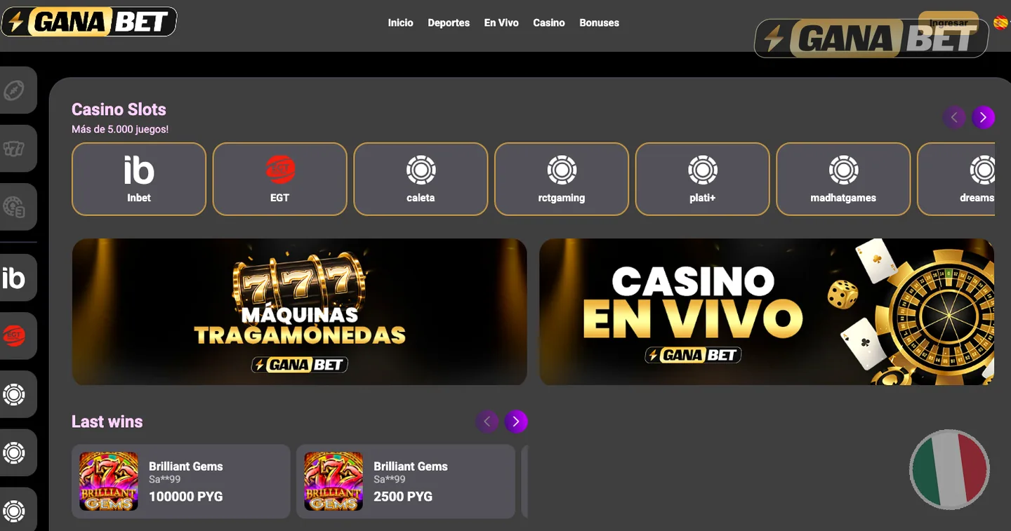Ganabet casino lobby